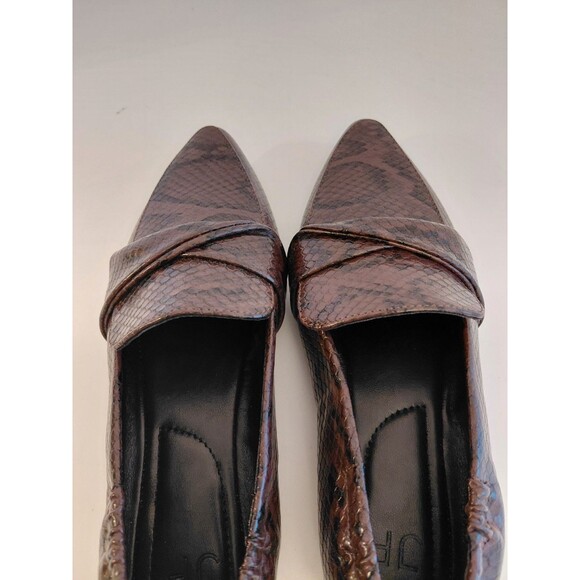 Just Fab Faux Snake Pointed Toe Dark Brown Flat Loafers Size 7 - Picture 6 of 6